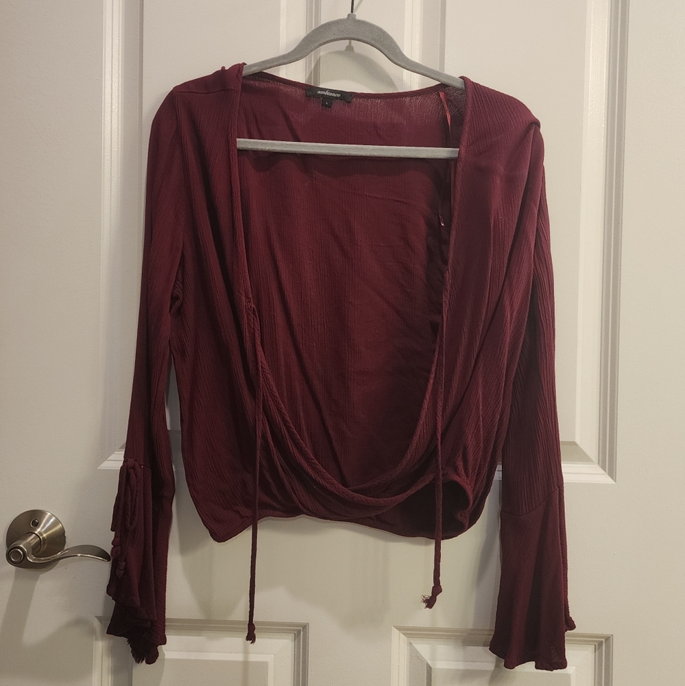 Elegant Burgundy Wrap Top